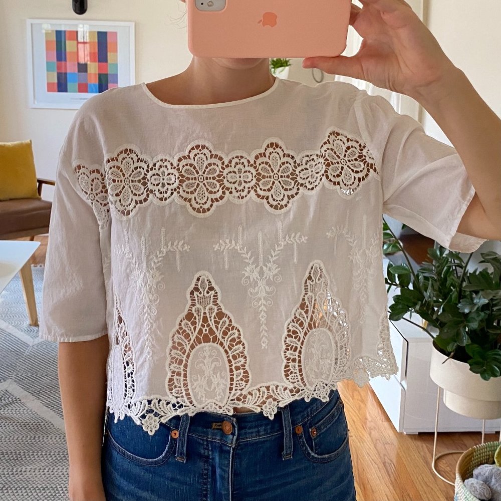 Kimchi Blue White Embroidered Blouse